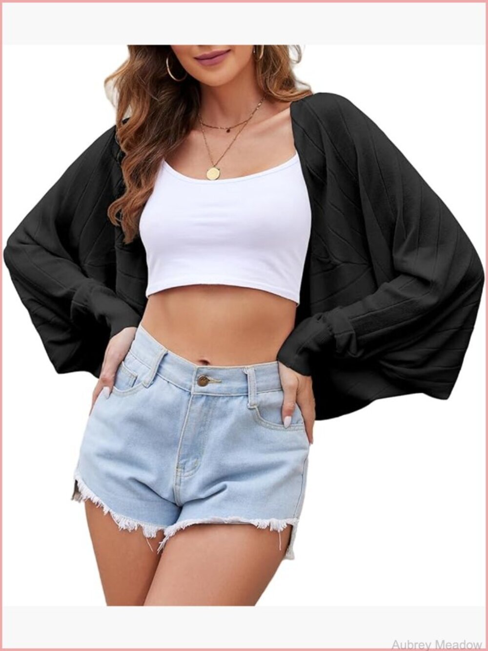 Open Front Batwing Sleeve Knit Cardigan Shrug Bolero Tops